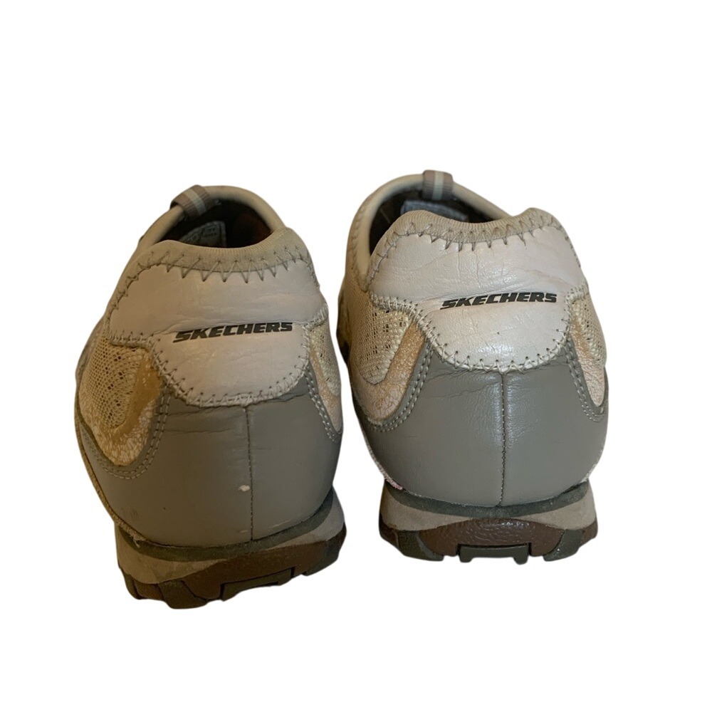Skechers Womens Slip On Sneakers Taupe Mesh Leather Comfort 8 Sporty Casual - Picture 2 of 8